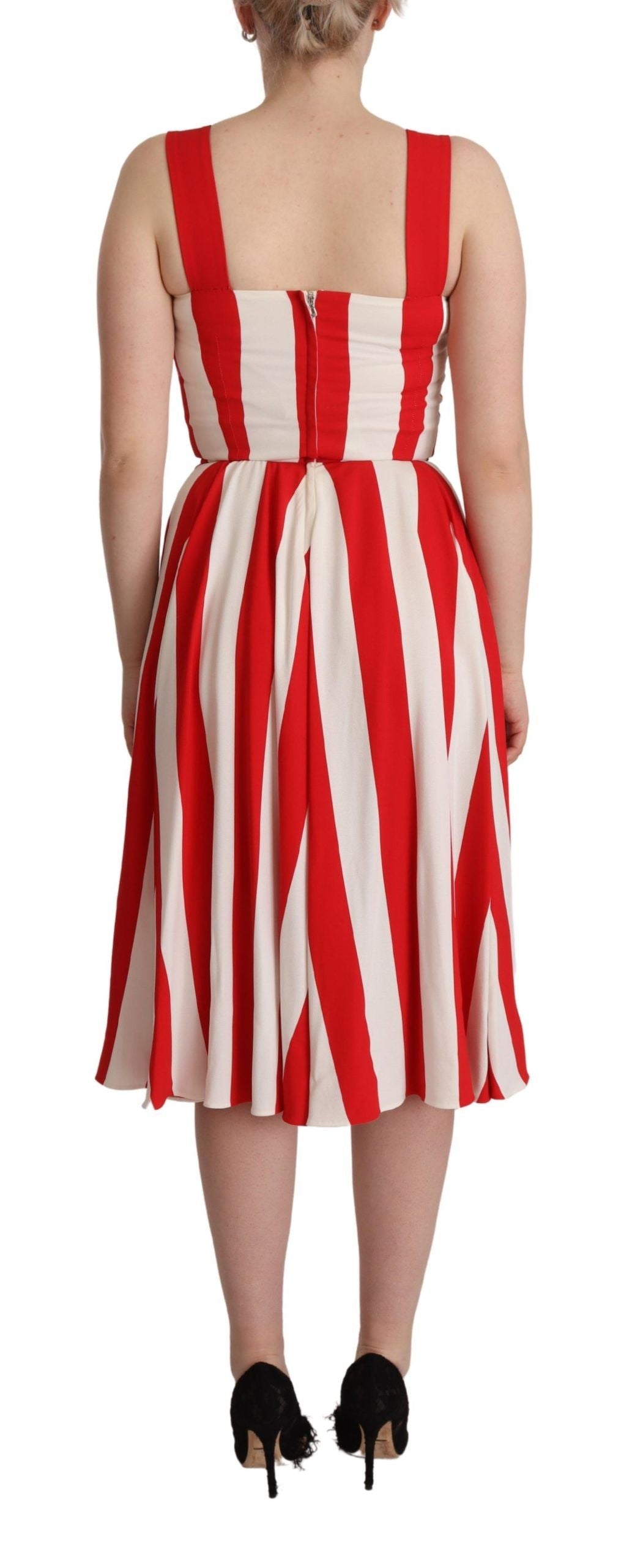 Dolce & Gabbana White Red Stretch Shift A-line Gown Dress by Dolce & Gabbana