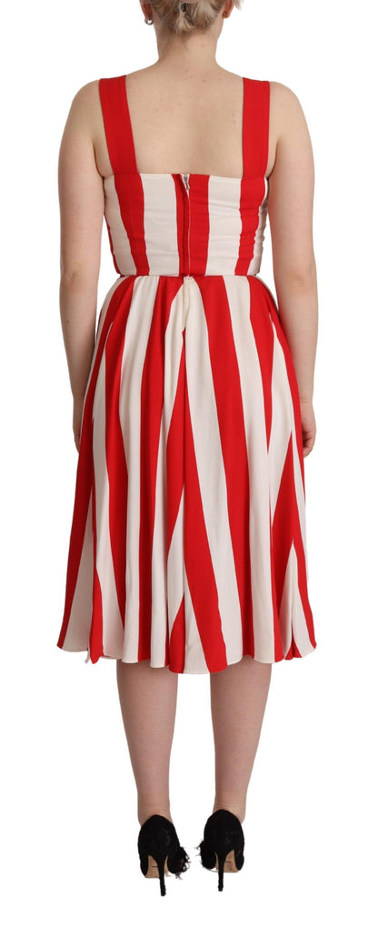 Dolce & Gabbana White Red Stretch Shift A-line Gown Dress by Dolce & Gabbana