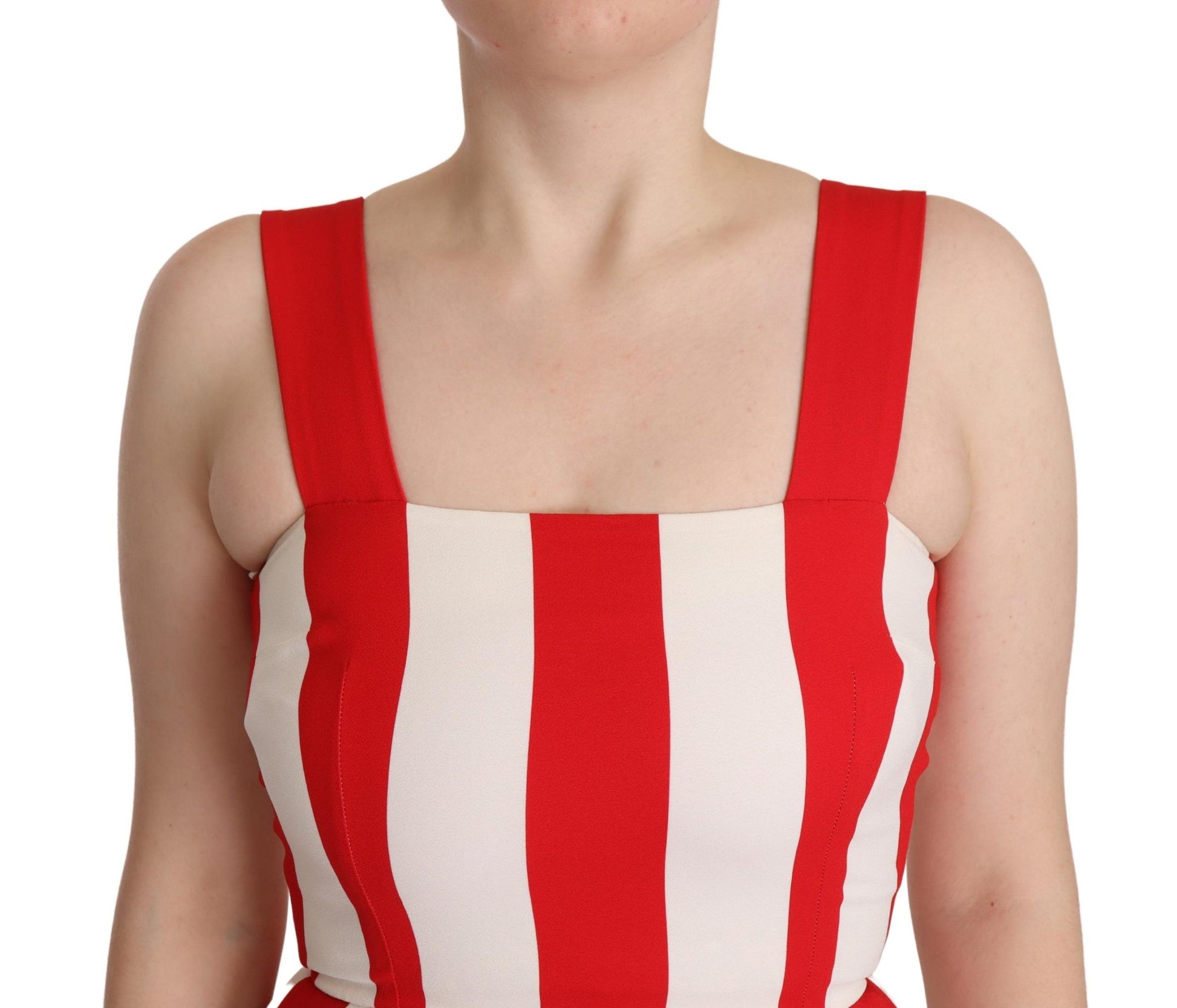 Dolce & Gabbana White Red Stretch Shift A-line Gown Dress by Dolce & Gabbana