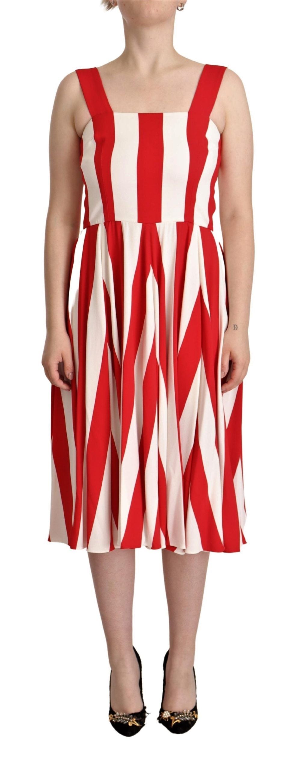 Dolce & Gabbana White Red Stretch Shift A-line Gown Dress by Dolce & Gabbana