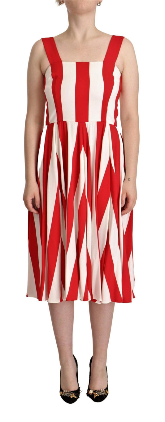 Dolce & Gabbana White Red Stretch Shift A-line Gown Dress by Dolce & Gabbana