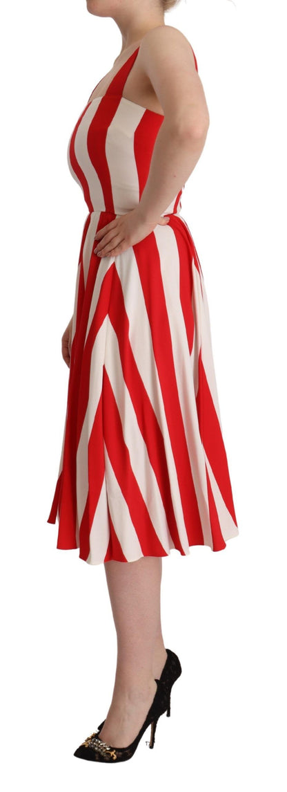 Dolce & Gabbana White Red Stretch Shift A-line Gown Dress by Dolce & Gabbana