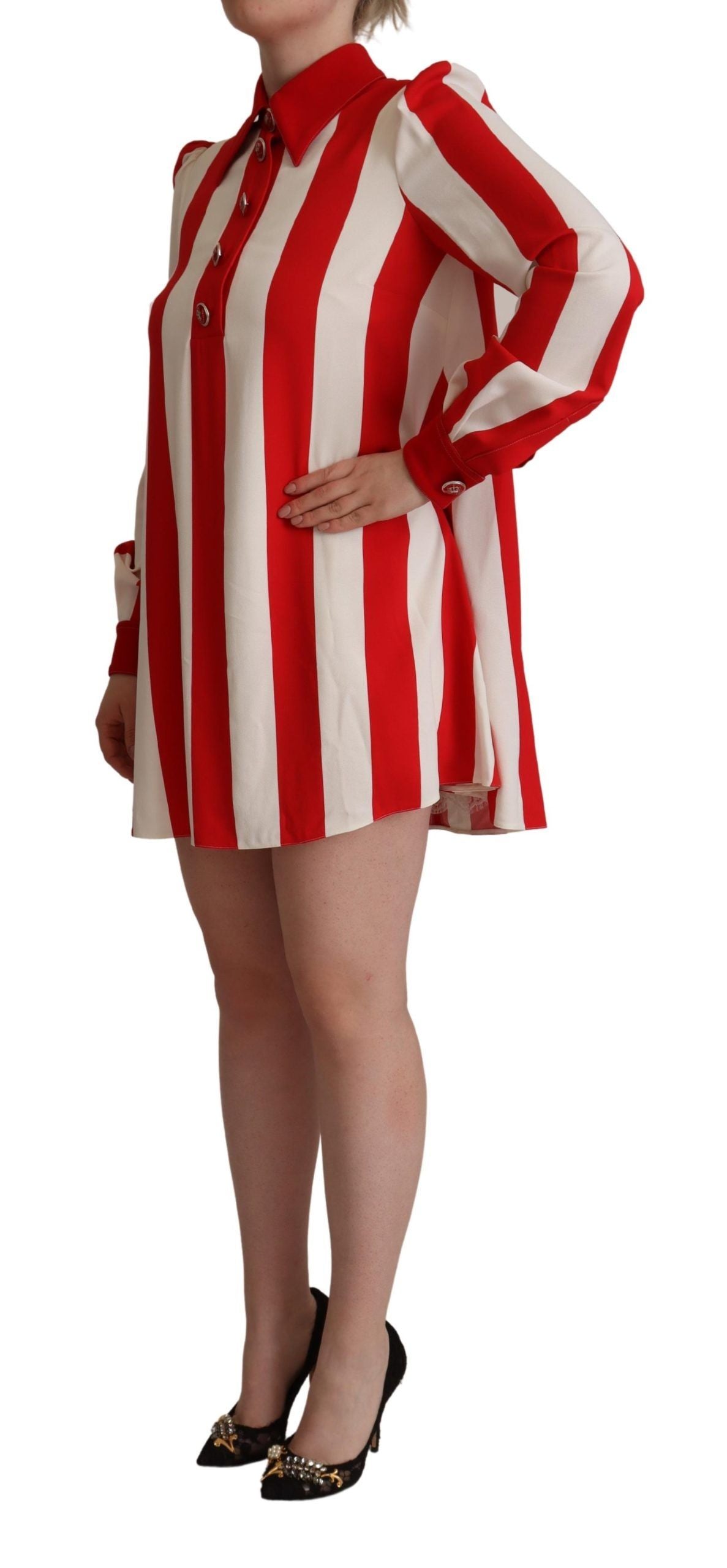 Dolce & Gabbana White Red Stretch Mini Shirt Gown Dress by Dolce & Gabbana