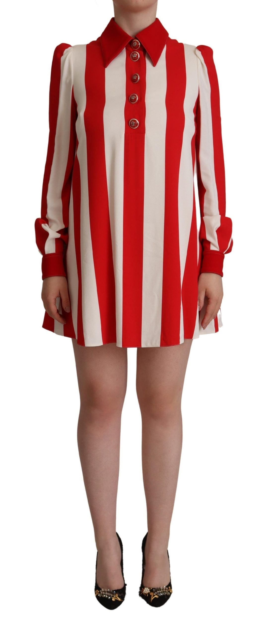 Dolce & Gabbana White Red Stretch Mini Shirt Gown Dress by Dolce & Gabbana