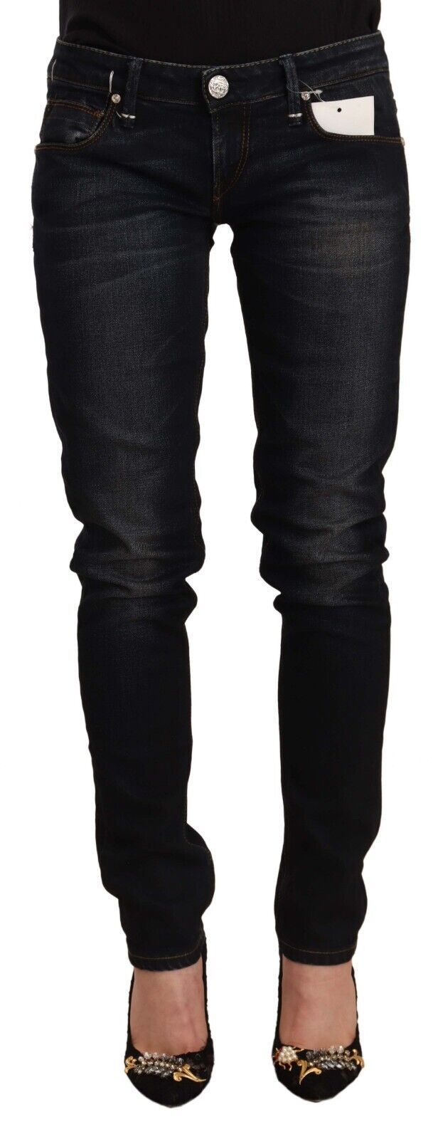 Huit jeans skinny noirs délavés chics pour elle