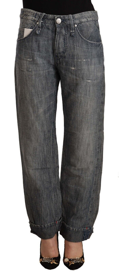 Jean gris coupe droite en ramie-coton Eight Chic