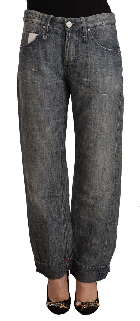 Jean gris coupe droite en ramie-coton Eight Chic