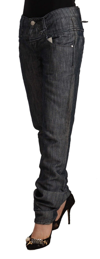Eight Dark Gray Ramie Mid Wide Waist Straight Denim Jeans