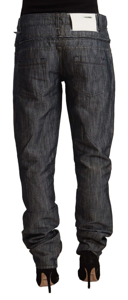 Eight Dark Gray Ramie Mid Wide Waist Straight Denim Jeans