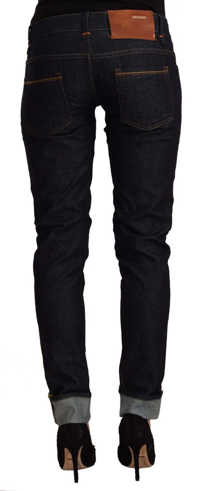 Acht Black Cotton Low Waist Slim Fit Denim Jeans by Acht