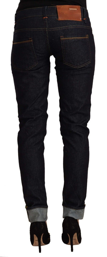 Acht Black Cotton Low Waist Slim Fit Denim Jeans by Acht