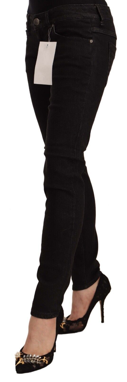 Huit jeans skinny taille basse noirs élégants