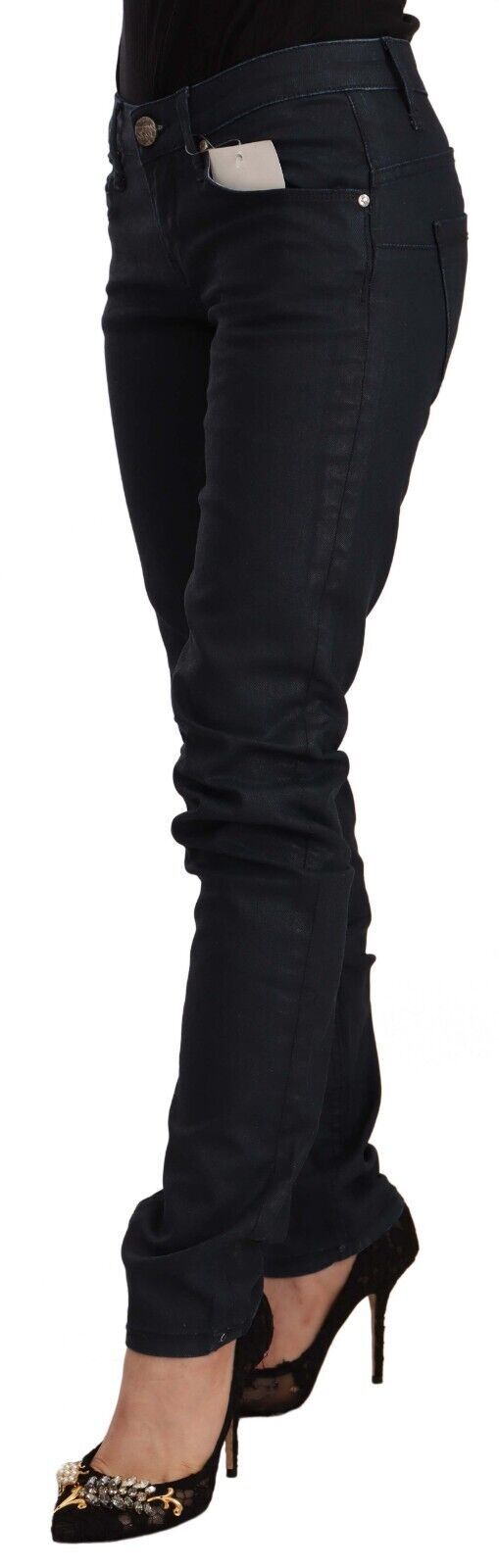 Acht Black Cotton Low Waist Slim Fit Denim Jeans by Acht