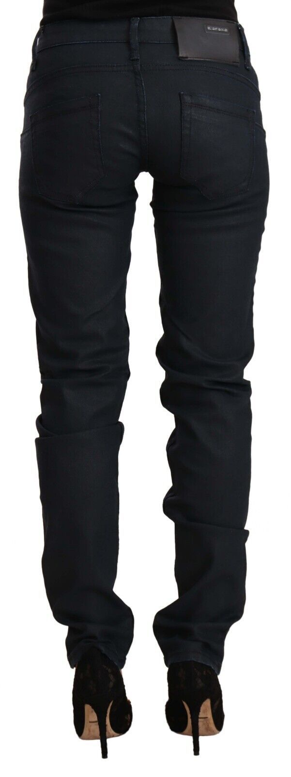 Acht Black Cotton Low Waist Slim Fit Denim Jeans by Acht