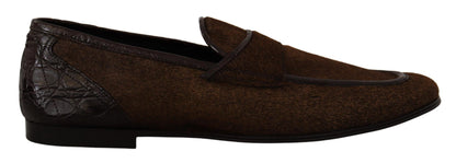 Mocassins élégants en cuir caïman marron Dolce &amp; Gabbana