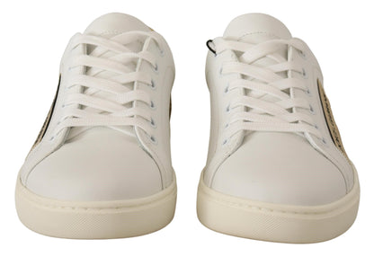 Baskets élégantes en cuir blanc avec détails dorés Dolce &amp; Gabbana
