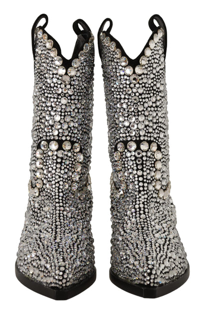 Bottes en daim noir ornées de cristaux Dolce &amp; Gabbana