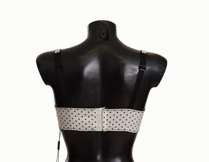 Soutien-gorge élégant en dentelle blanche et soie à pois Dolce &amp; Gabbana