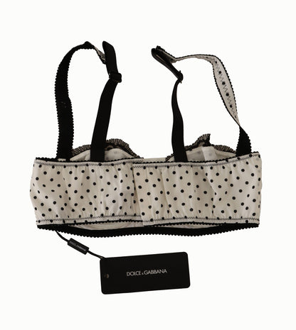 Soutien-gorge élégant en dentelle blanche et soie à pois Dolce &amp; Gabbana