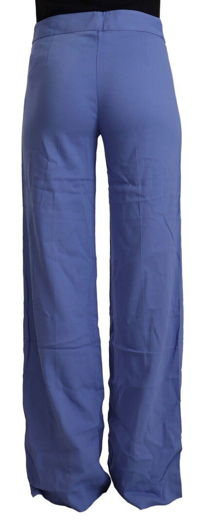 P.A.R.O.S.H. Blue High Waist Viscose Straight Wide Leg Pants by P.A.R.O.S.H.