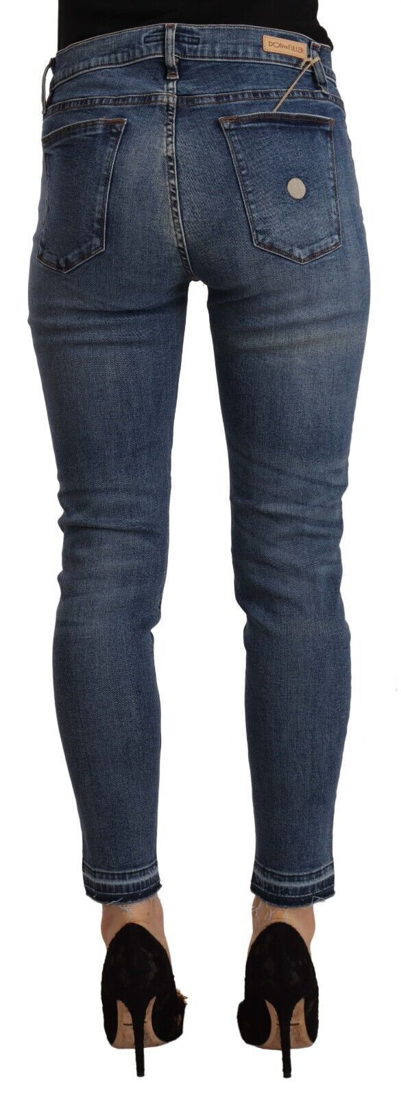 Don The Fuller Blue Mid Waist Cotton Denim Slim Fit Cropped Jeans by Don The Fuller