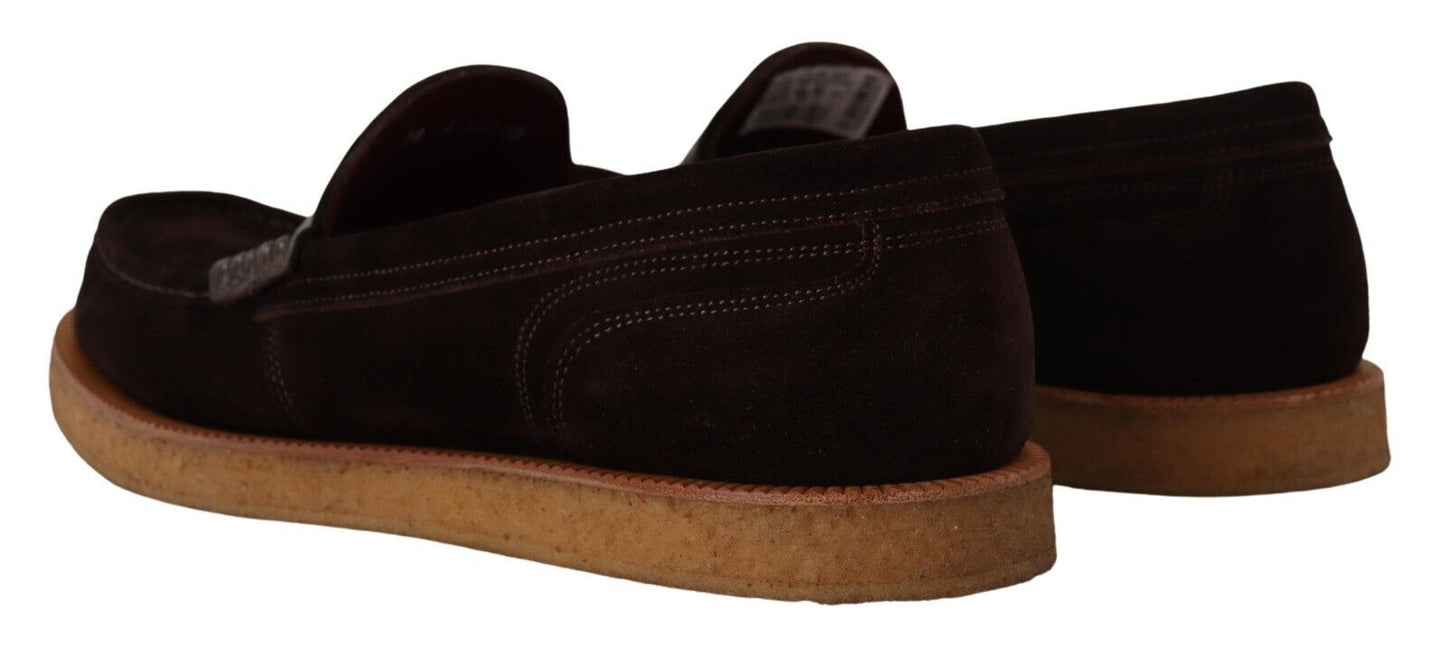 Mocassins élégants en daim et crocodile Dolce &amp; Gabbana marron