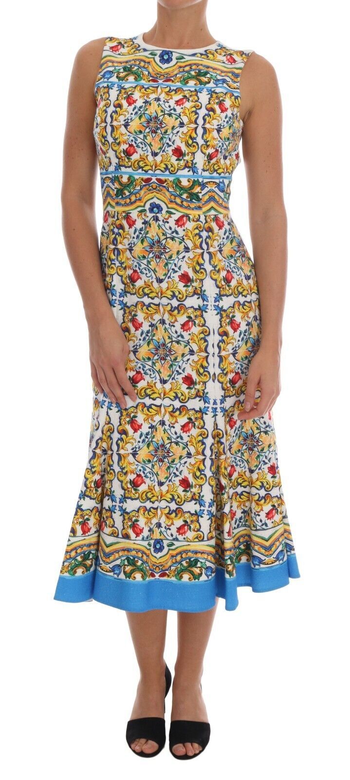 Dolce & Gabbana White Majoilca Sleeveless Sheath A-line Dress by Dolce & Gabbana