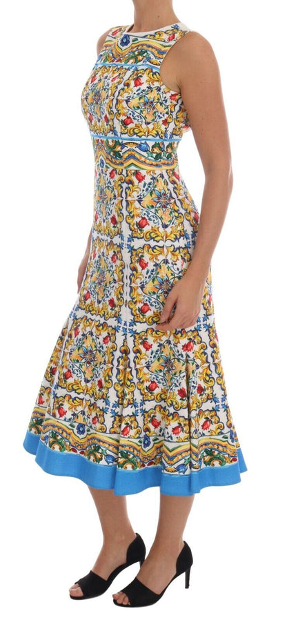 Dolce & Gabbana White Majoilca Sleeveless Sheath A-line Dress by Dolce & Gabbana