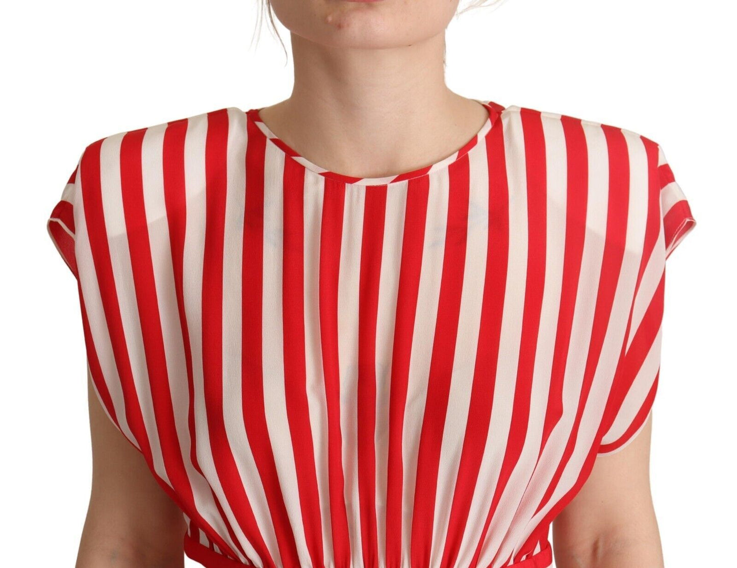 Dolce & Gabbana Red White Stripes Silk Mini A-line Dress by Dolce & Gabbana