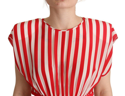 Dolce & Gabbana Red White Stripes Silk Mini A-line Dress by Dolce & Gabbana