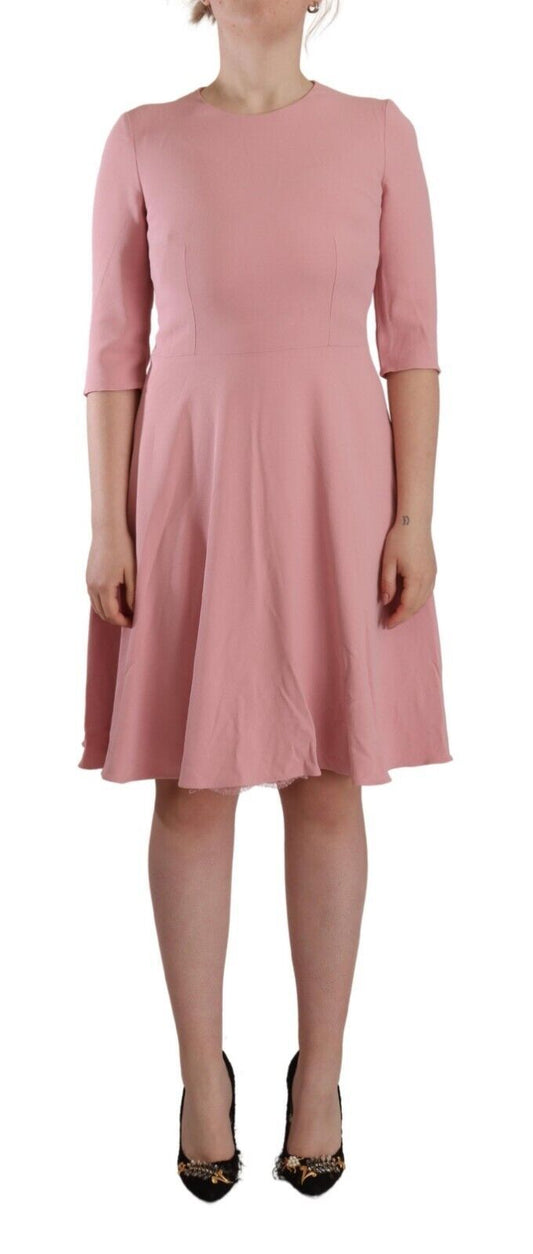 Dolce & Gabbana Pink 3/4 Sleeves Viscose Blend A-line Dress by Dolce & Gabbana
