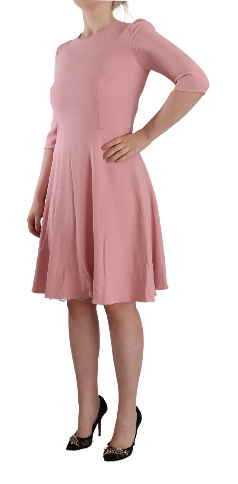 Dolce & Gabbana Pink 3/4 Sleeves Viscose Blend A-line Dress by Dolce & Gabbana
