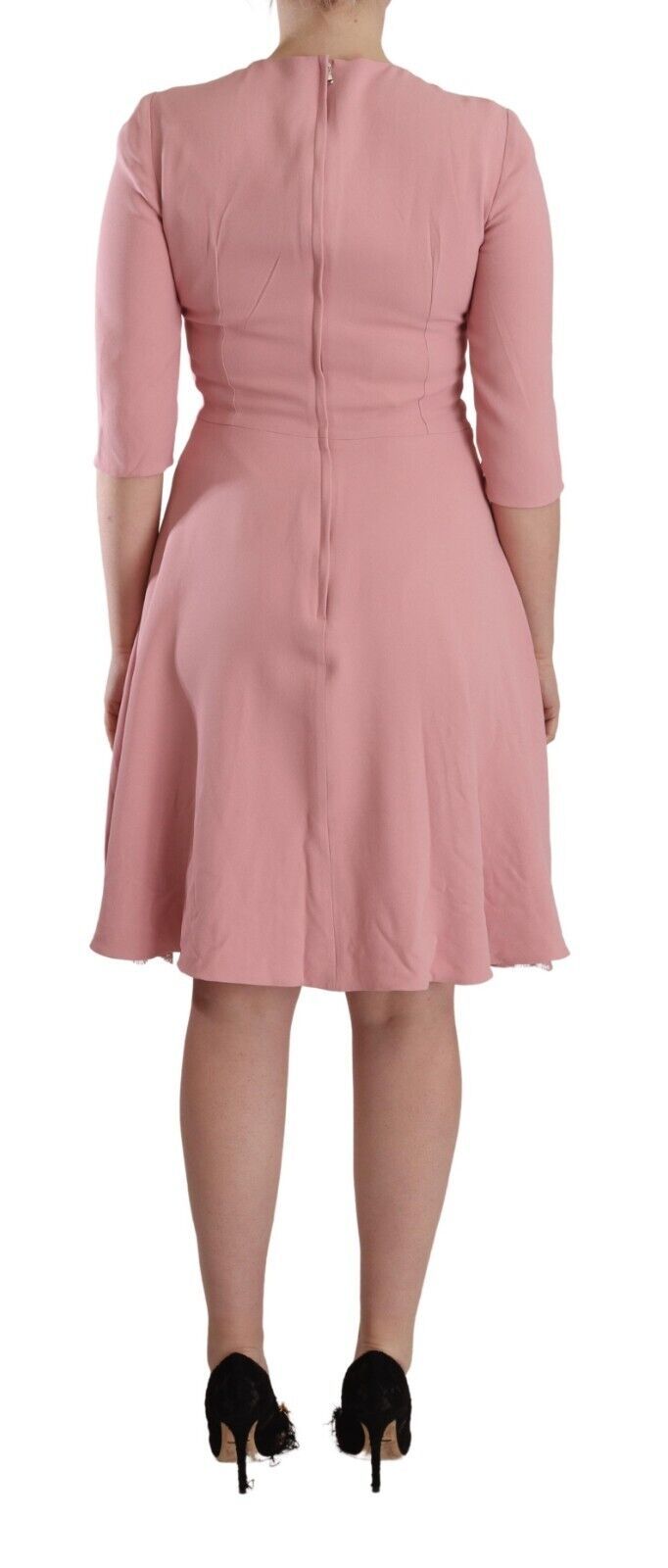 Dolce & Gabbana Pink 3/4 Sleeves Viscose Blend A-line Dress by Dolce & Gabbana