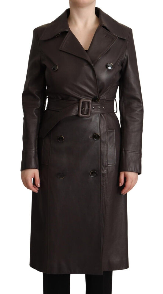 Dolce &amp; Gabbana élégant manteau croisé en cuir d'agneau