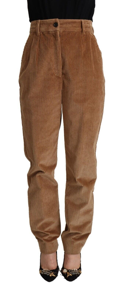 Dolce & Gabbana Brown Cotton Corduroy High Waist Skinny Pants by Dolce & Gabbana