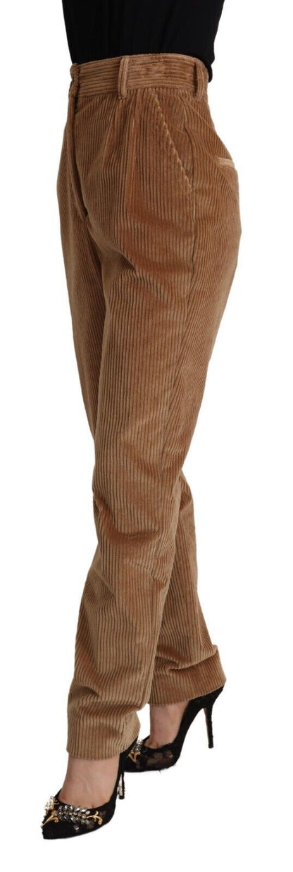 Dolce & Gabbana Brown Cotton Corduroy High Waist Skinny Pants by Dolce & Gabbana