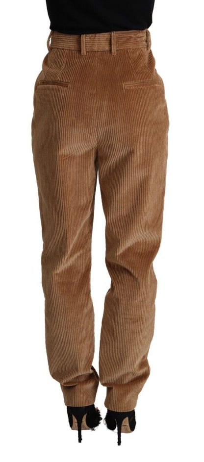 Dolce & Gabbana Brown Cotton Corduroy High Waist Skinny Pants by Dolce & Gabbana