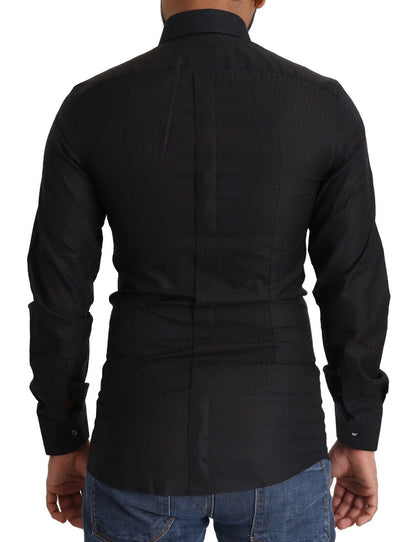 Dolce & Gabbana Black GOLD Cotton Slim Dress Formal Shirt by Dolce & Gabbana