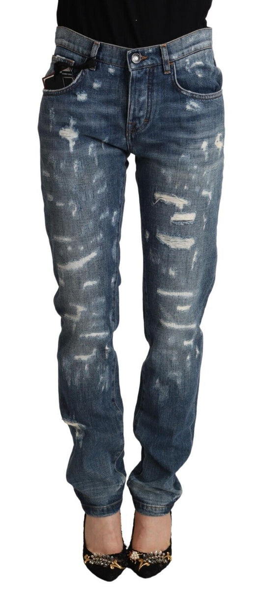 Dolce & Gabbana Blue Distressed Denim BOYFRIEND Skinny Jeans by Dolce & Gabbana