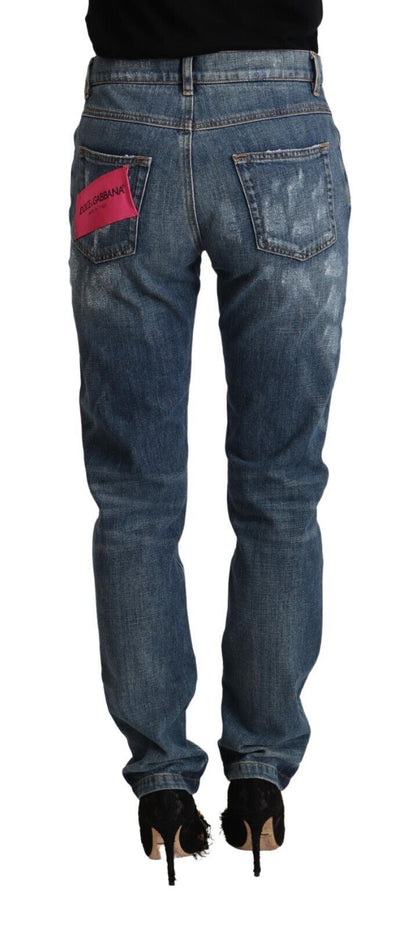 Dolce & Gabbana Blue Distressed Denim BOYFRIEND Skinny Jeans by Dolce & Gabbana