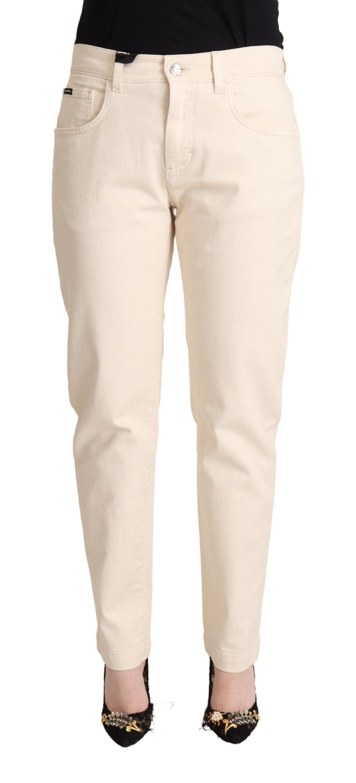 Dolce & Gabbana White Cotton Skinny Denim Women Jeans Pants by Dolce & Gabbana