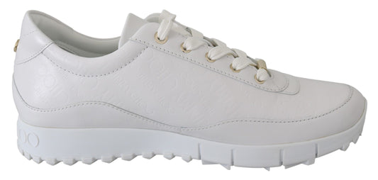 Jimmy Choo Elegant White Leather Sneakers by Jimmy Choo