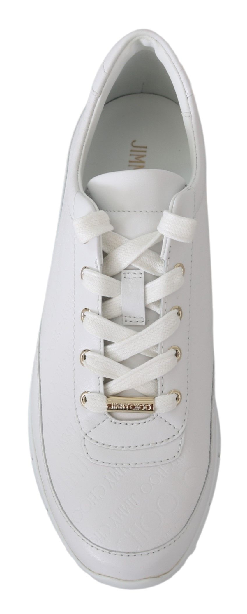 Jimmy Choo Elegant White Leather Sneakers by Jimmy Choo