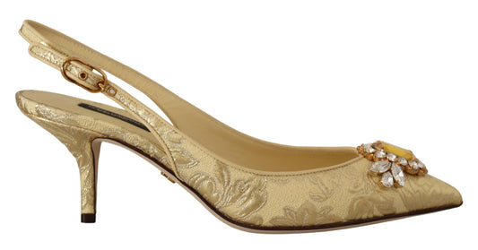 Escarpins à bride arrière Dolce &amp; Gabbana en cristal doré brillant