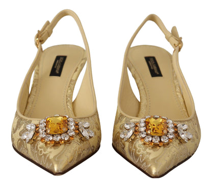 Escarpins à bride arrière Dolce &amp; Gabbana en cristal doré brillant