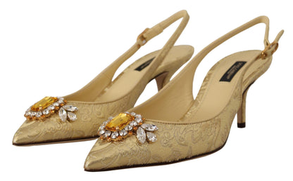 Escarpins à bride arrière Dolce &amp; Gabbana en cristal doré brillant