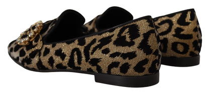 Mocassins élégants Dolce &amp; Gabbana à cristaux et léopard