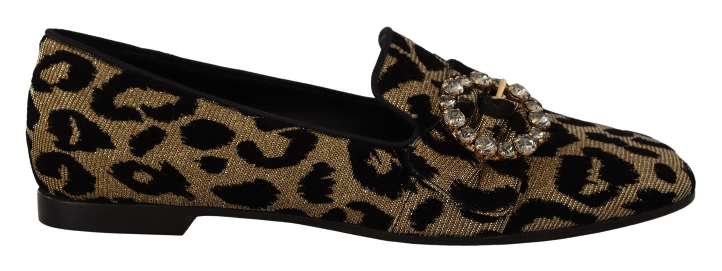 Mocassins élégants Dolce &amp; Gabbana à cristaux et léopard