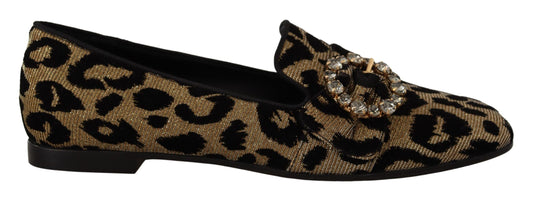 Mocassins élégants Dolce &amp; Gabbana à cristaux et léopard
