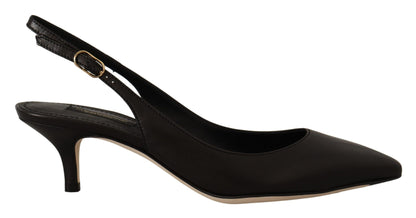 Dolce & Gabbana Black Leather Slingbacks Heels Pumps Shoes by Dolce & Gabbana